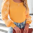 Small Yellow Flower Puff Sleeve Ribbed Knit Top | S-XL