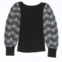  Flower Puff Sleeve Ribbed Knit Top | S-XL