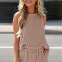  Sleeveless Top and Pocketed Short Corded Set | S-XXL