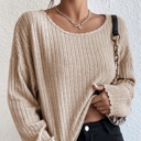  Casual Knit Long Sleeve Drop Shoulder Top | S-XL
