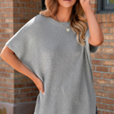  MY DREAM LIFE | Short Sleeve Side Slit Oversized Sweater