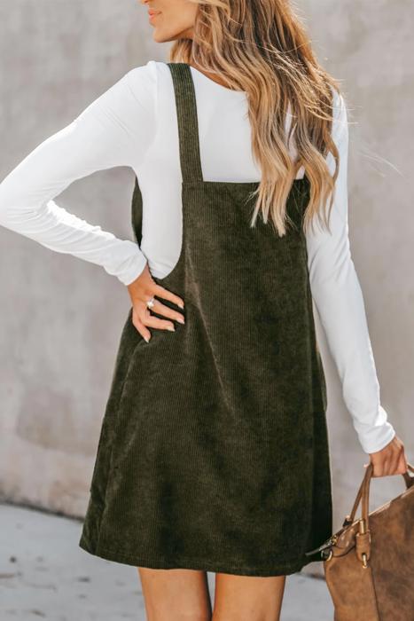 MY DREAM LIFE | Front Pockets Corduroy Overall Dress