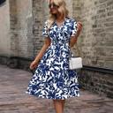  Falling Leaves Waist Band Midi Dress | S-XXL