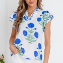  Floral  Print Scallop Trim Blouse | S-XL