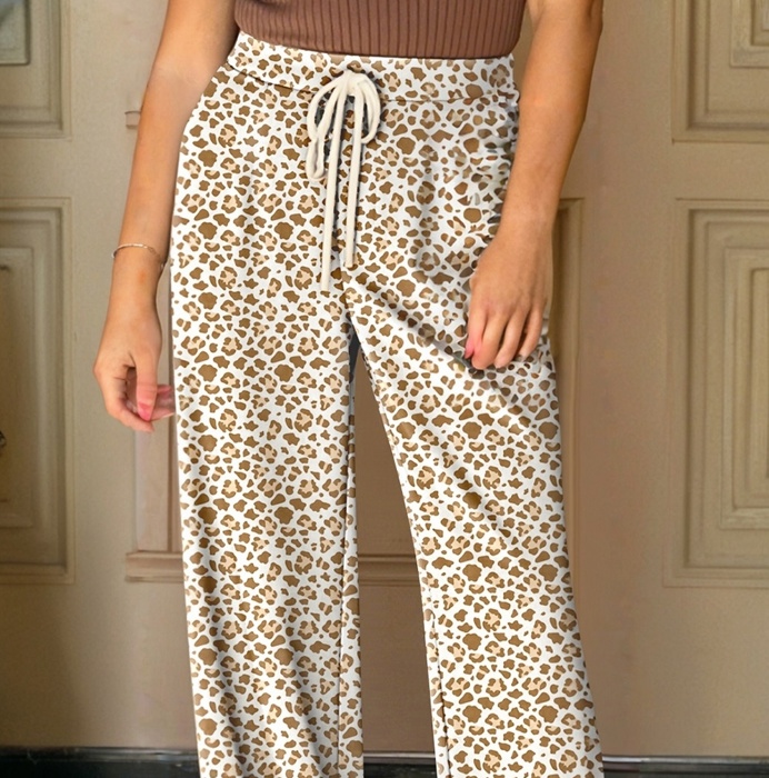 Trendy Leopard Elastic Waistband Loose Pants | S-XL