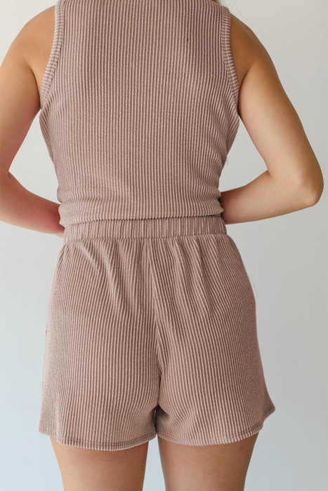 Sleeveless Top and Pocketed Short Corded Set | S-XXL