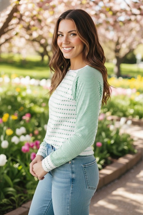 Spring Easy Patchwork Stripe Raglan Top | S-XL