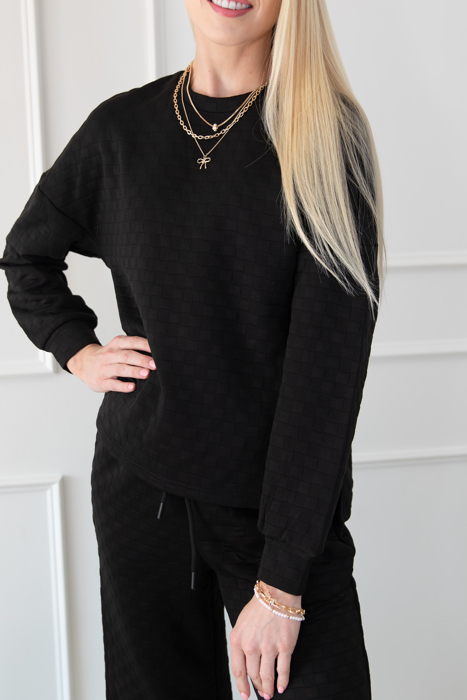 Checkered Textured Top and Pants Set | S-2XL