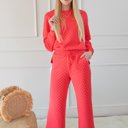  Checkered Textured Top and Pants Set | S-2XL