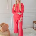  Checkered Textured Top and Pants Set | S-2XL
