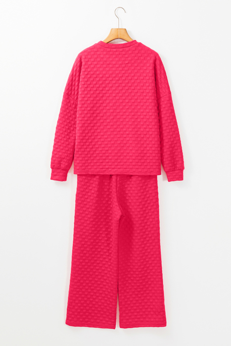 Checkered Textured Top and Pants Set | S-2XL