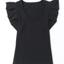  Gorgeous Ruffle Sleeve Ribbed Top