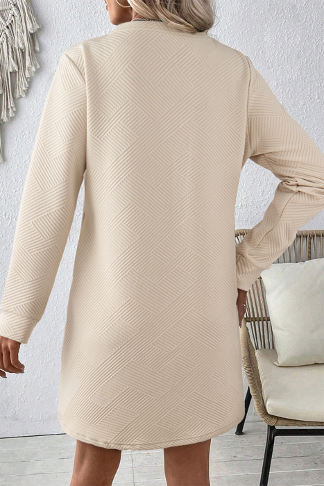 MY DREAM LIFE | Textured Long Sleeve Side Pockets Shift Dress