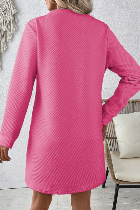 MY DREAM LIFE | Textured Long Sleeve Side Pockets Shift Dress