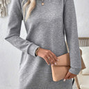  MY DREAM LIFE | Textured Long Sleeve Side Pockets Shift Dress