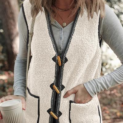 MY DREAM LIFE | Sherpa Contrast Trim Patch Pocket Cartridge Toggle Button Vest