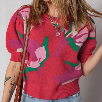 MY DREAM LIFE | Puff Sleeve Print Everyday Sweater | S-XL