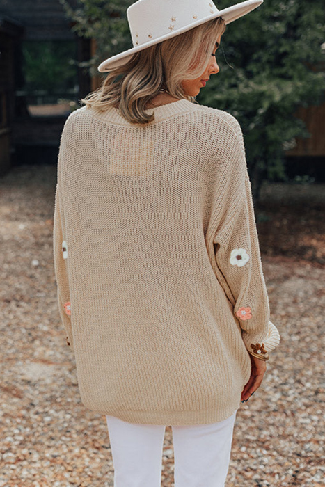 Hello Fall Embroidered Knit Loose Sweater | S-XL