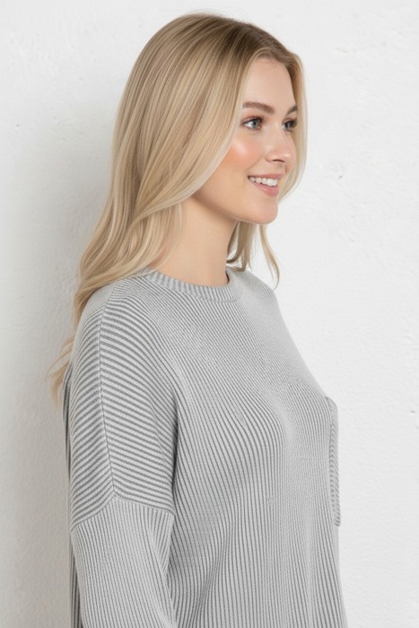 Oversized Striped Ribbed Long Sleeve Top