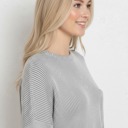  Oversized Striped Ribbed Long Sleeve Top