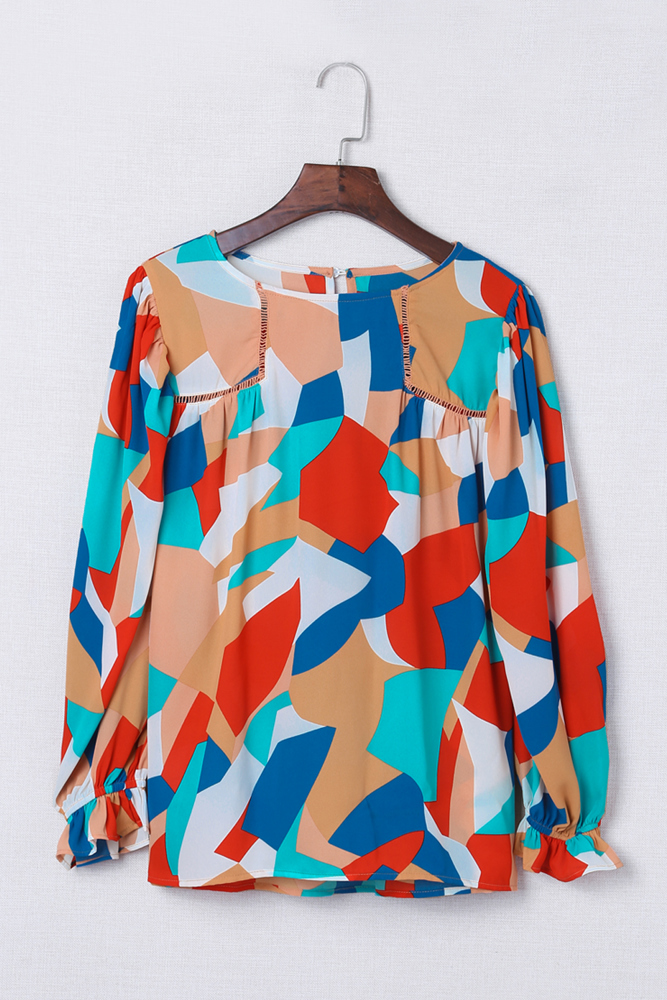 Abstract Ruffled Sleeve Blouse | Free Shipping