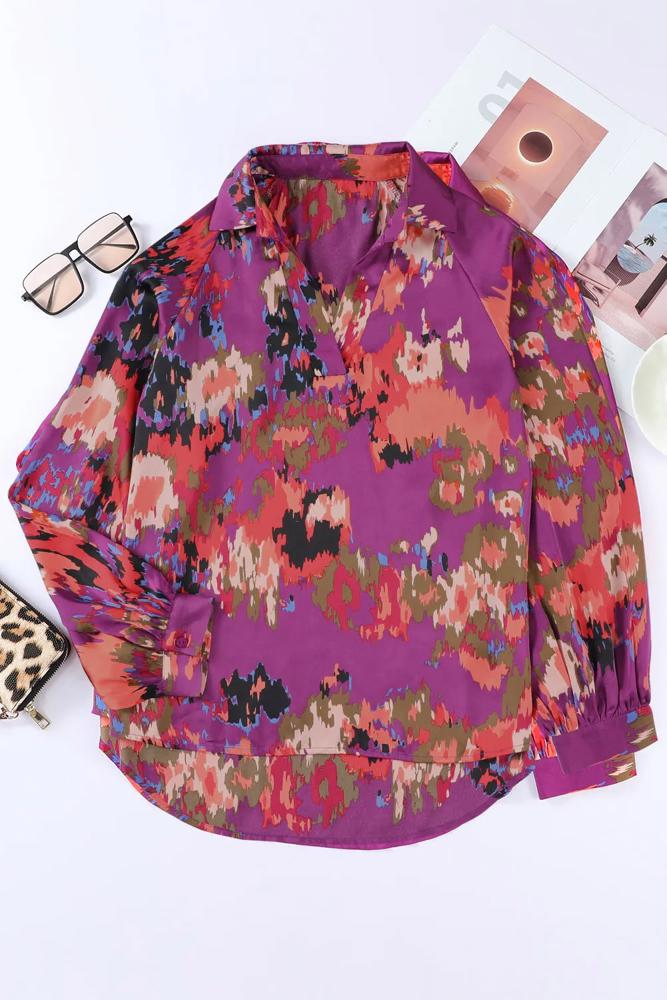 Graffiti Puff Sleeve Blouse