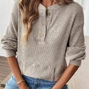  Ribbed  Henley Knit Front Pouch Pocket Top | S-XL