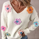  Crochet Flower V Neck Sweater | S-XL