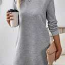  MY DREAM LIFE | Textured Long Sleeve Side Pockets Shift Dress