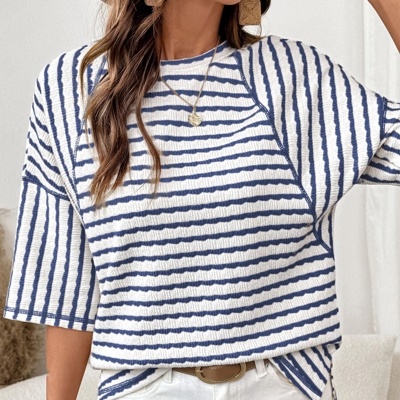 Fresh Days Stripe Half-Sleeve Top | S-XL