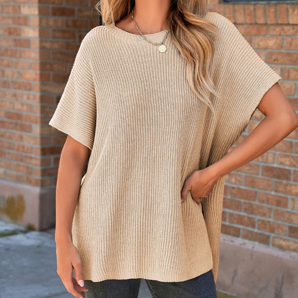 Short Sleeve Side Slit Oversized Sweater