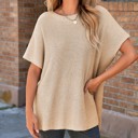  Short Sleeve Side Slit Oversized Sweater