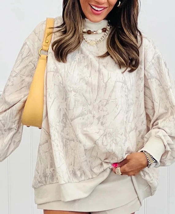 MY DREAM LIFE | Camo Mock Neck Baggy Sweatshirt | S-XL