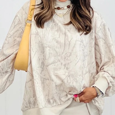 MY DREAM LIFE | Camo Mock Neck Baggy Sweatshirt | S-XL