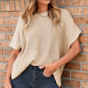  MY DREAM LIFE | Short Sleeve Side Slit Oversized Sweater