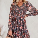  MY DREAM LIFE | My Fall Smocked Bodice Floral Mesh Mini Dress | S-XL