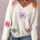  Crochet Flower V Neck Sweater | S-XL