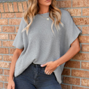  MY DREAM LIFE | Short Sleeve Side Slit Oversized Sweater