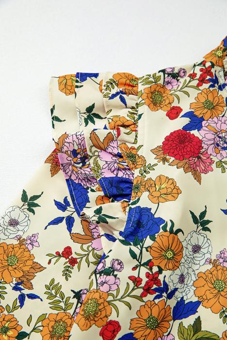 Floral Charm Ruffle Shoulder Blouse | S-XL