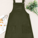  Front Pockets Corduroy Overall Dress