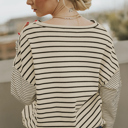  Striped Patchwork Loose Long Sleeve Tee | S-2XL