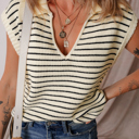  V-Neck Stripe Sweater Vest | S-XL