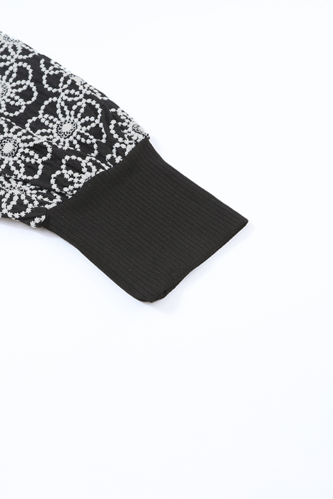 Flower Puff Sleeve Ribbed Knit Top | S-XL