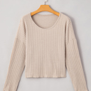  Casual Knit Long Sleeve Drop Shoulder Top | S-XL
