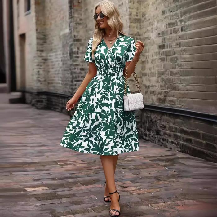 Falling Leaves Waist Band Midi Dress | S-XXL