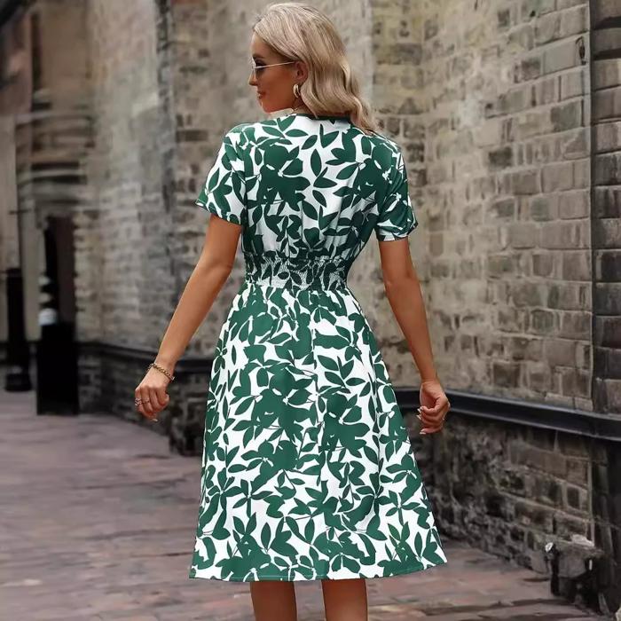 Falling Leaves Waist Band Midi Dress | S-XXL