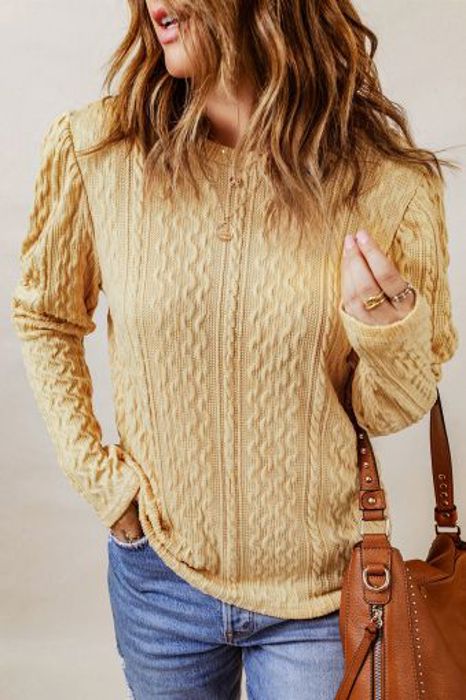 MY DREAM LIFE |Textured Puffy Sleeve Knit Sweater