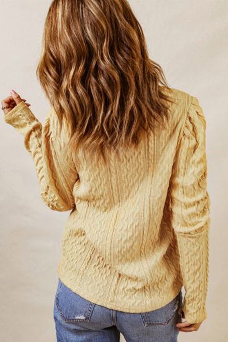 MY DREAM LIFE |Textured Puffy Sleeve Knit Sweater