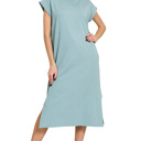  Round Neck Short Sleeve Midi Dress | S-XL