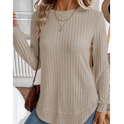 MY DREAM LIFE | Texture Rounded Hem Ribbed Knit Pullover | S-XL